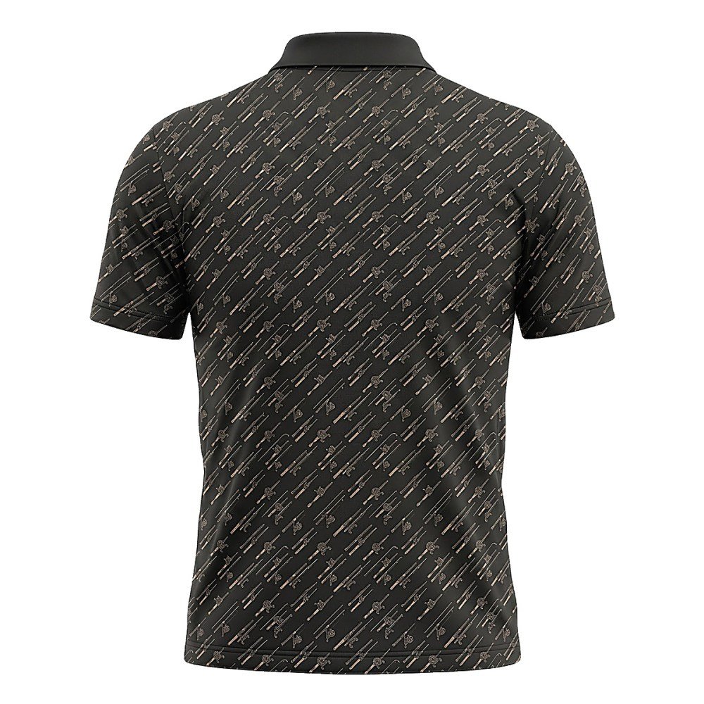 Crossed Fishing Rods Pattern Polo Shirt - Image 2