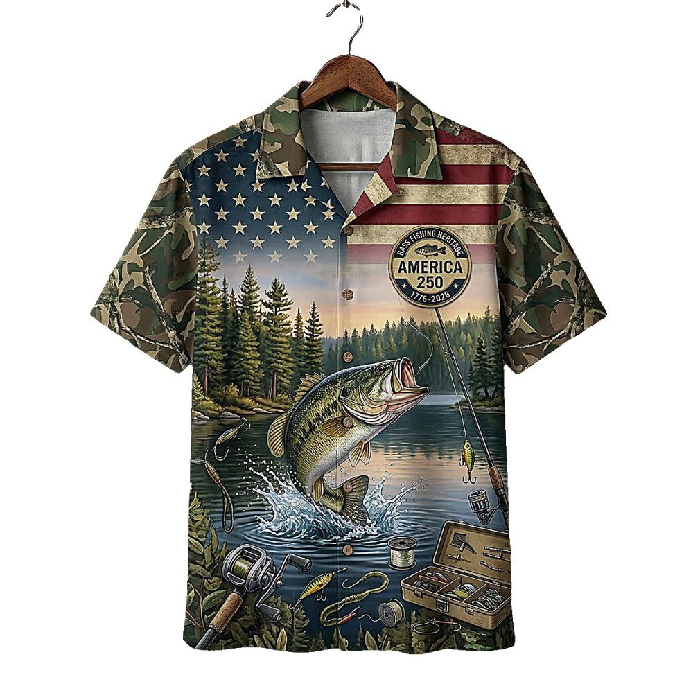 Reel American Striped Bass Hawaiian Shirt