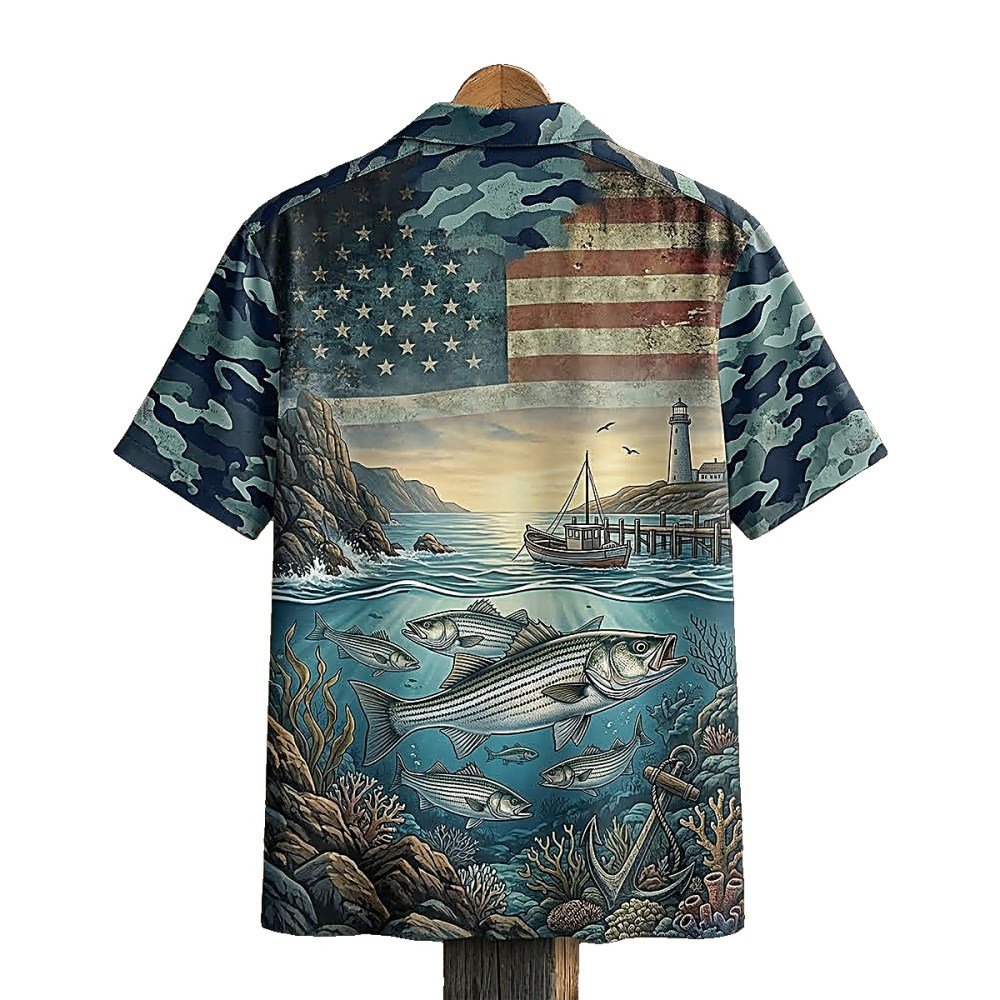 Camo Lake Bass Fishing Hawaiian Shirt - Image 2
