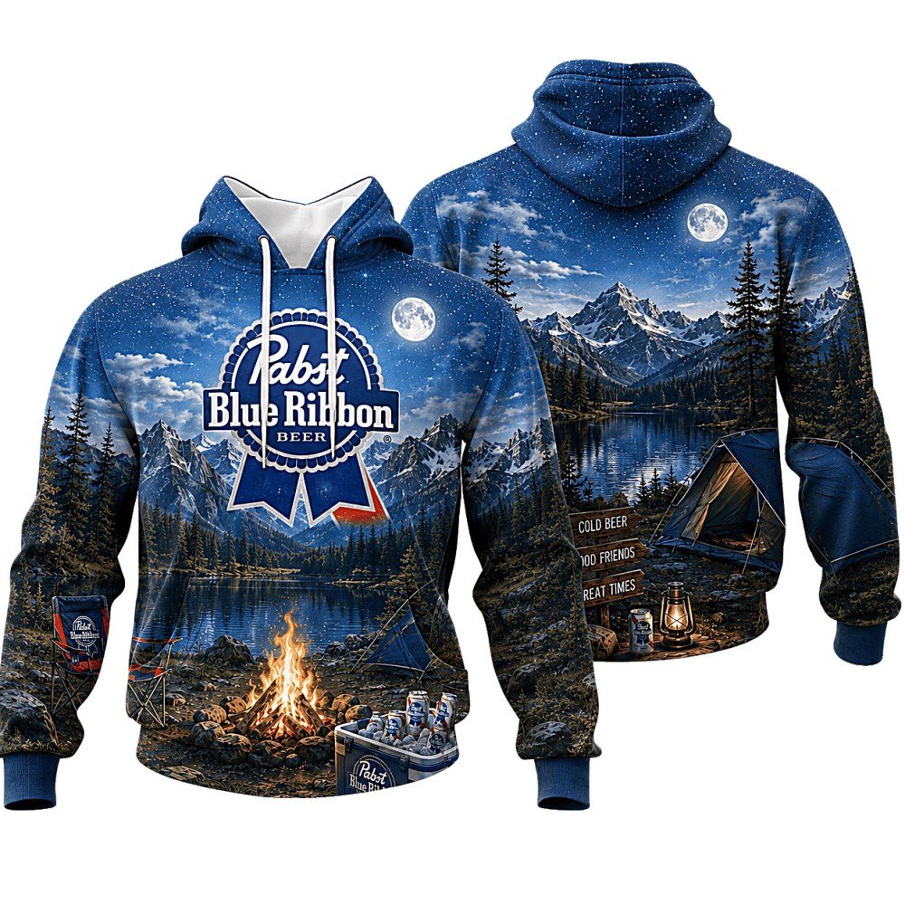 Pabst Blue Ribbon Moonlight Camping Hoodie