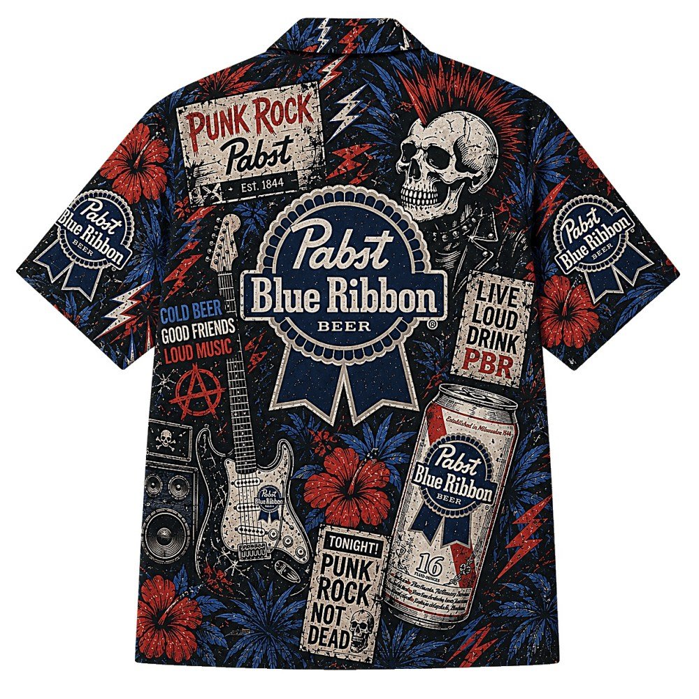 Pabst Blue Ribbon Punk Rock Hawaiian Shirt - Image 2