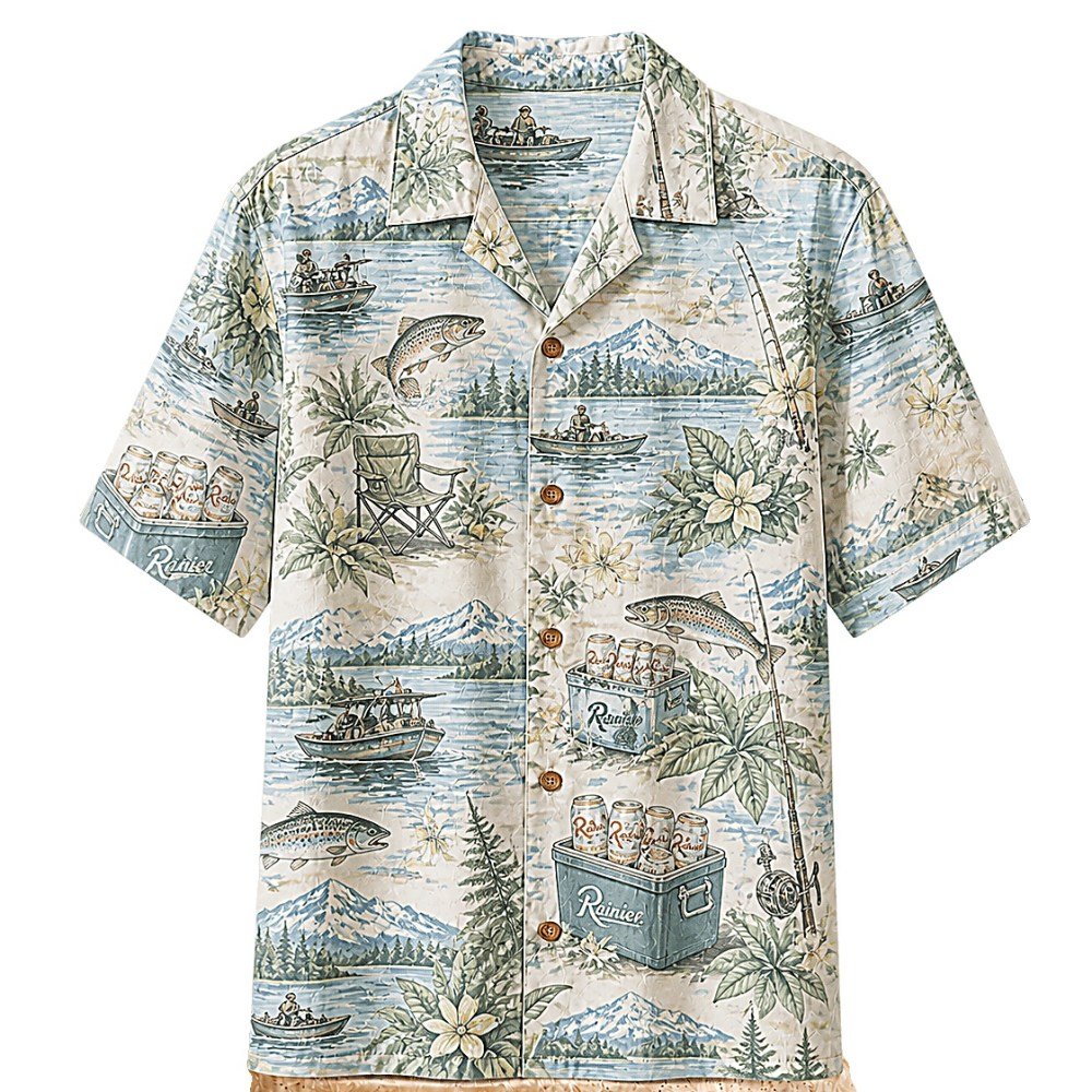 Rainier Beer Lake Fishing Trip Hawaiian Shirt