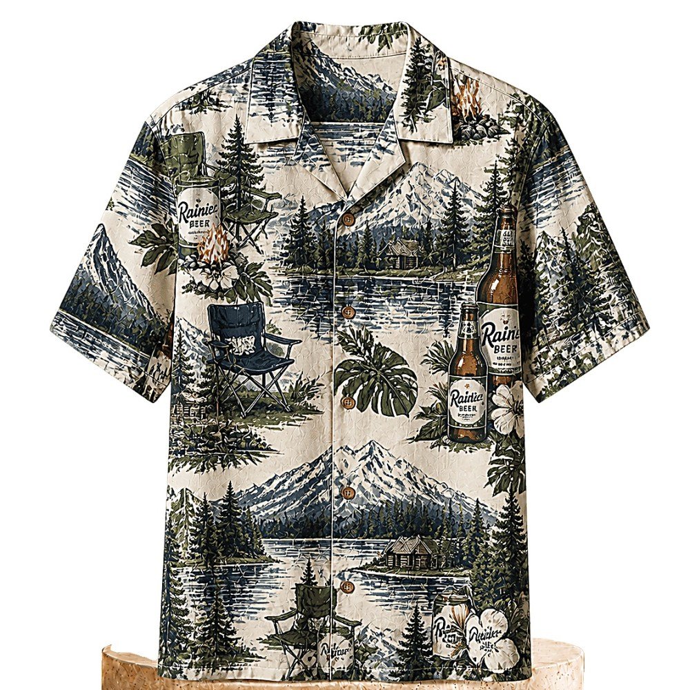 Rainier Beer Mountain Escape Hawaiian Shirt
