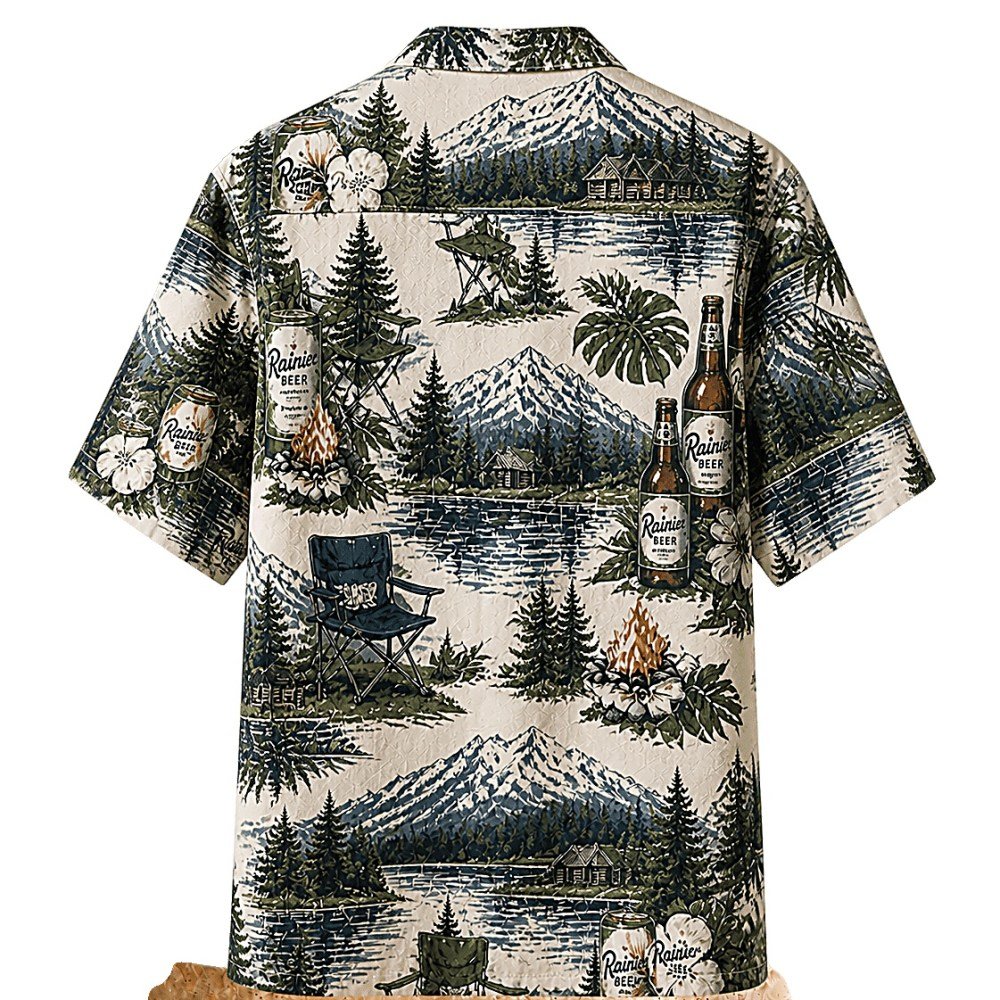 Rainier Beer Mountain Escape Hawaiian Shirt - Image 2