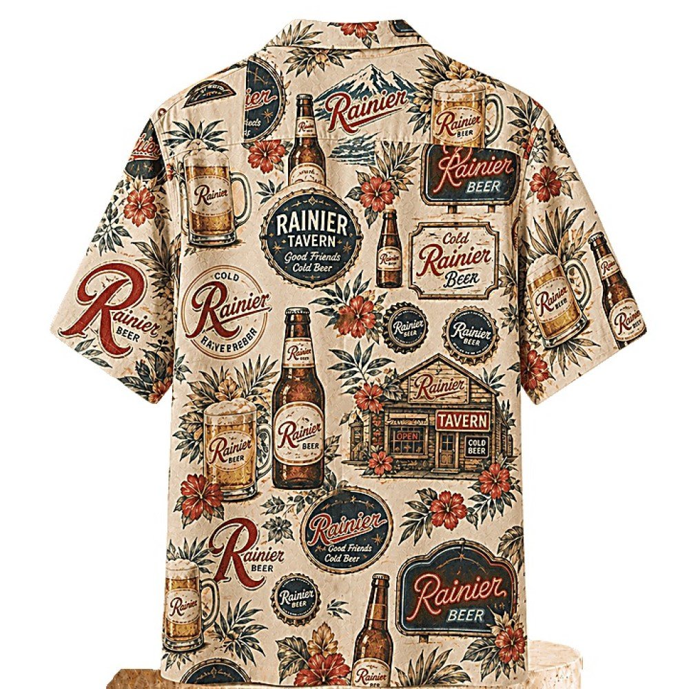 Rainier Beer Retro Tavern Hawaiian Shirt - Image 2
