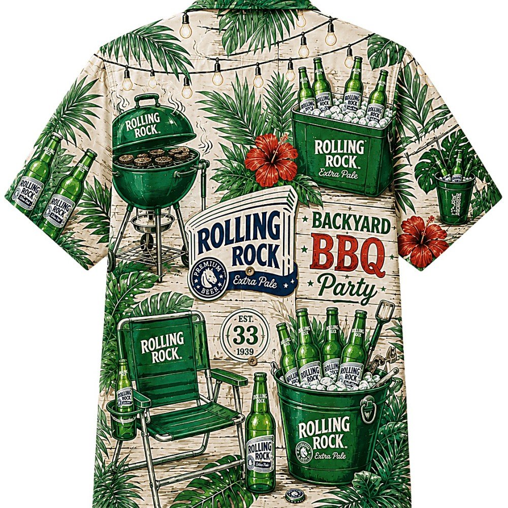 Rolling Rock Backyard BBQ Hawaiian Shirt