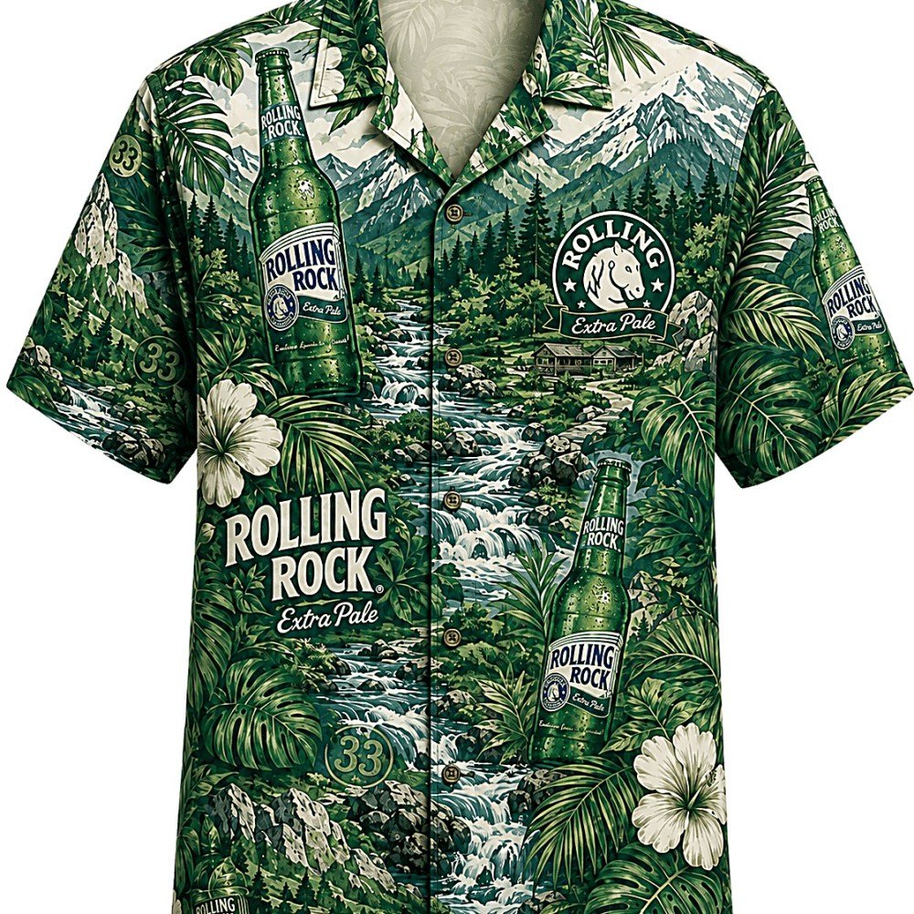 Rolling Rock Mountain Stream Hawaiian Shirt - Image 2
