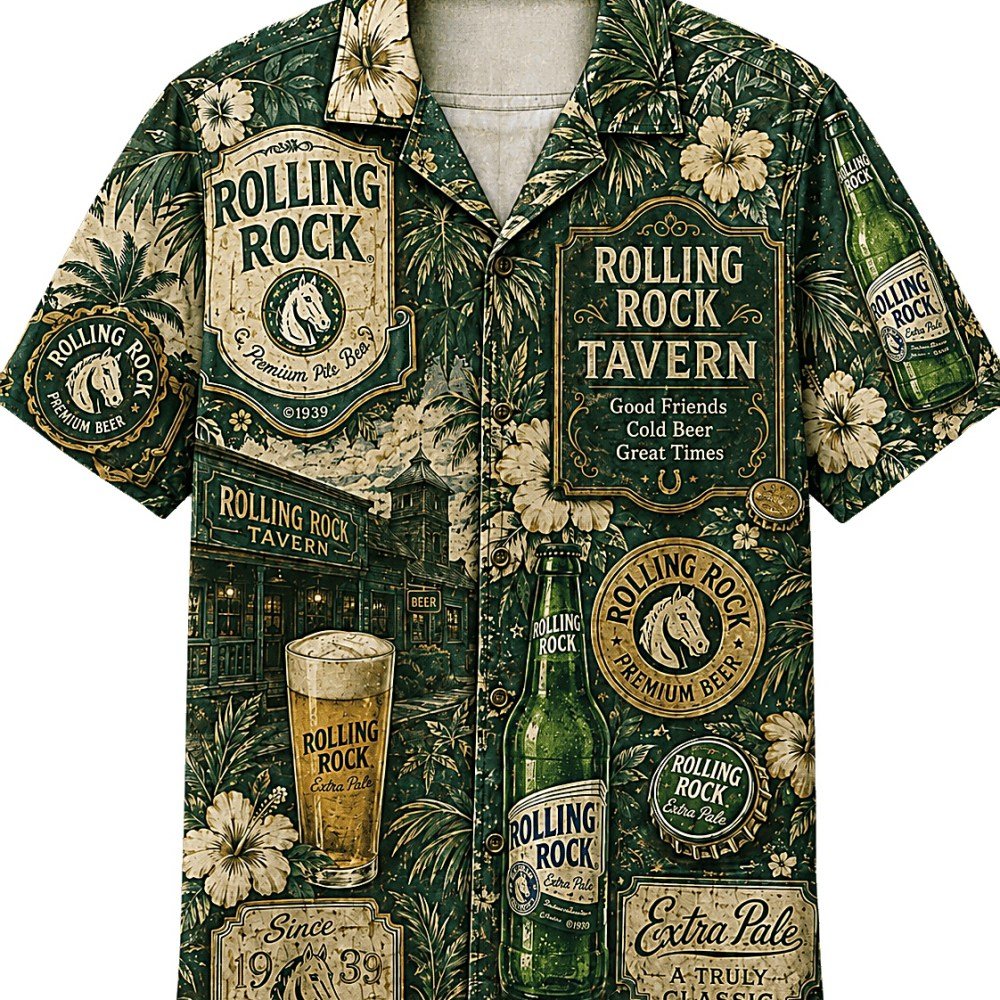 Rolling Rock Vintage Tavern Hawaiian Shirt - Image 2