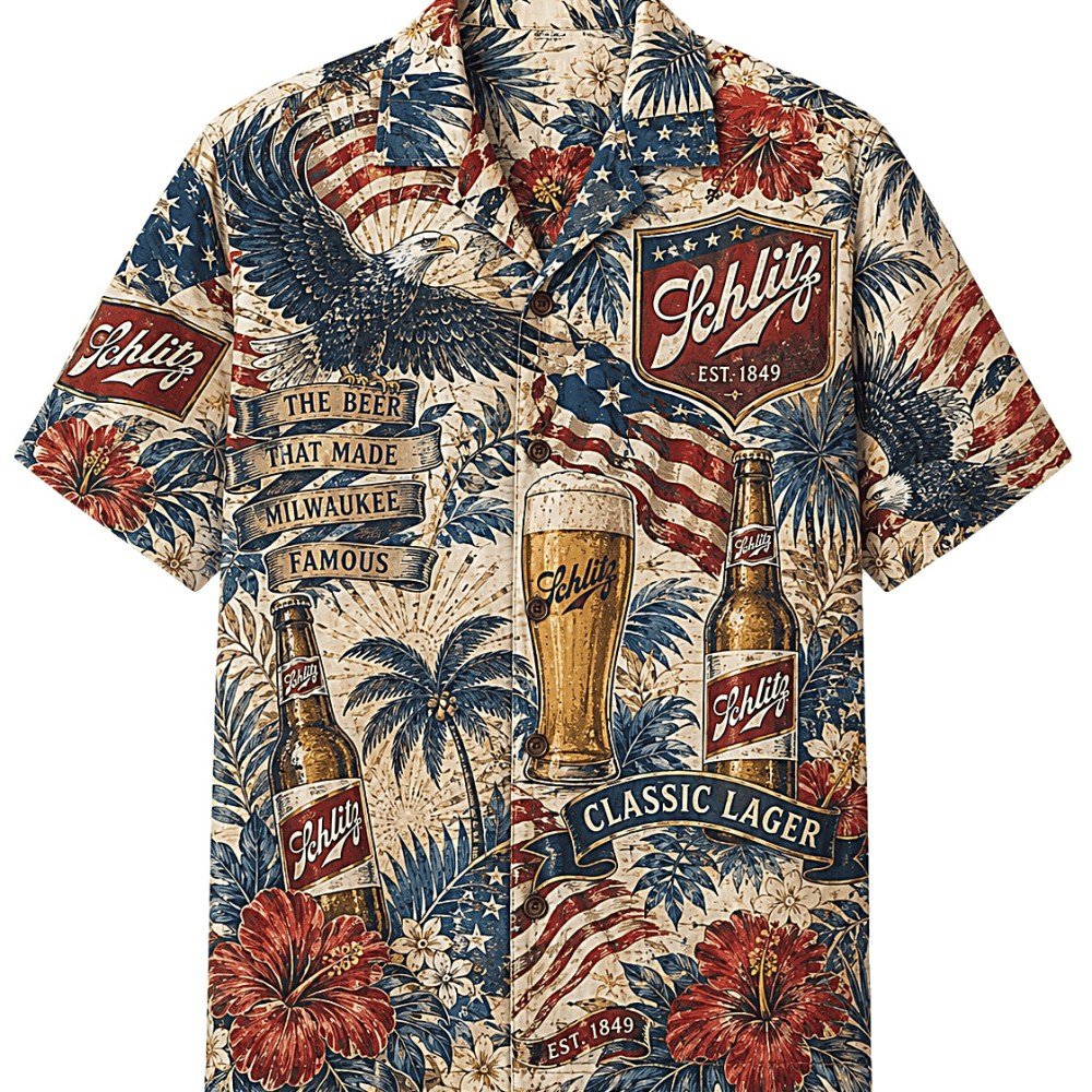 Schlitz American Classic Lager Hawaiian Shirt