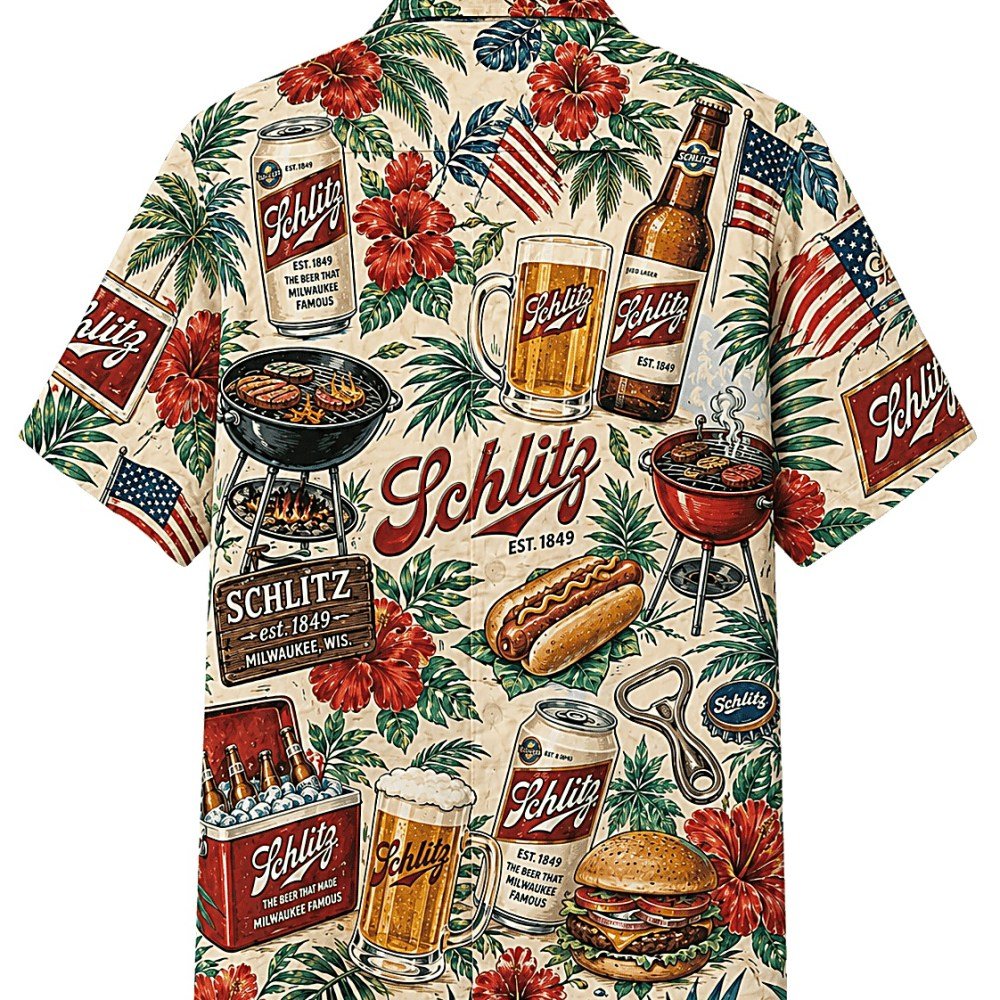 Schlitz Backyard BBQ Hawaiian Shirt