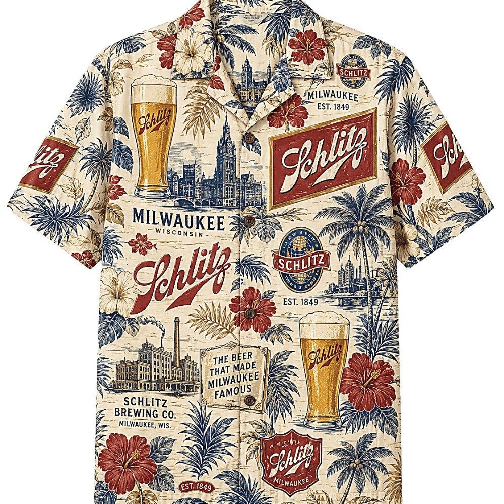 Schlitz Milwaukee Heritage Hawaiian Shirt - Image 2