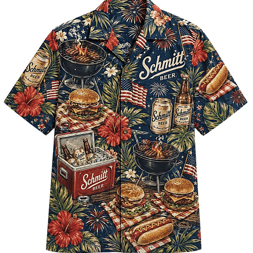 Schmitt Beer Backyard BBQ Hawaiian Shirt