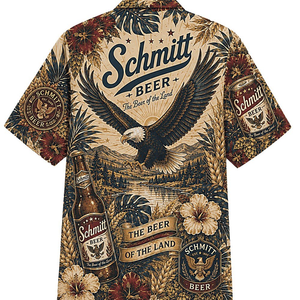 Schmitt Beer Eagle Heritage Hawaiian Shirt - Image 2