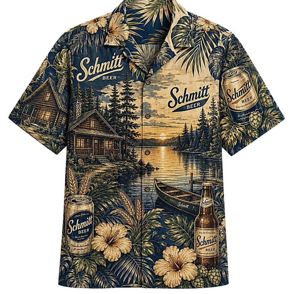 Schmitt Beer Lakeside Cabin Hawaiian Shirt