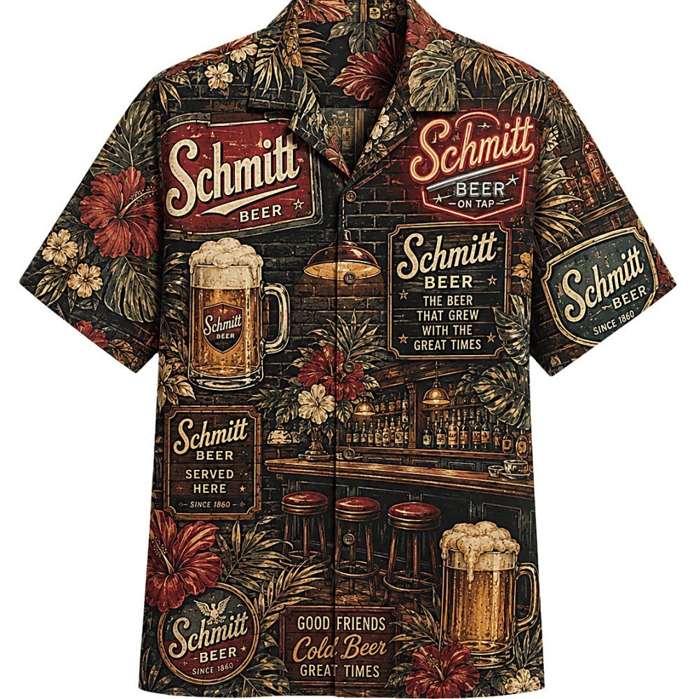 Schmitt Beer Vintage Tavern Hawaiian Shirt - Image 2
