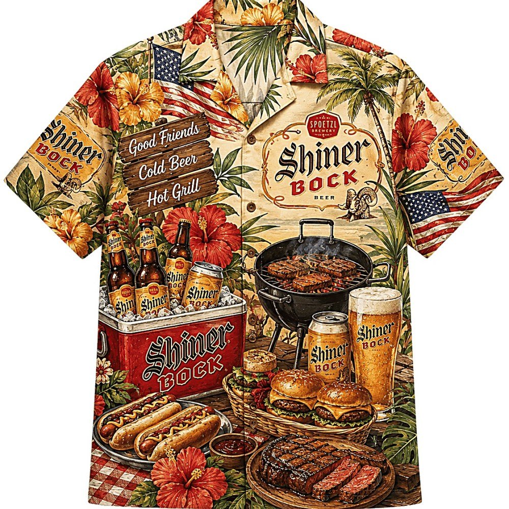 Shiner Bock Backyard BBQ Hawaiian Shirt - Image 2