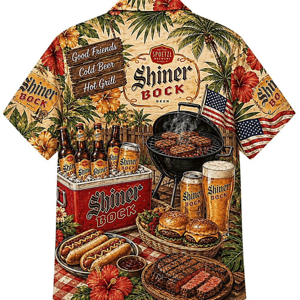 Shiner Bock Backyard BBQ Hawaiian Shirt