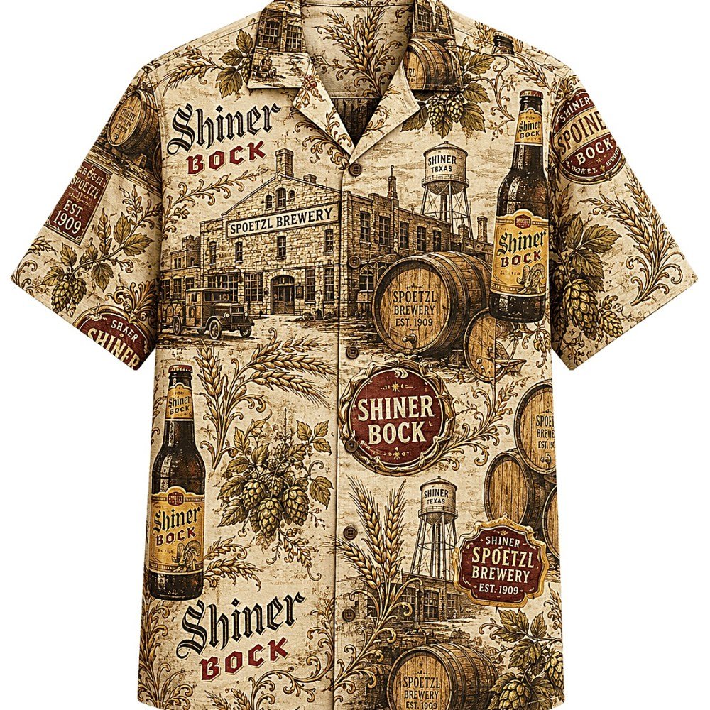 Shiner Bock Spoetzl Brewery Heritage Hawaiian Shirt - Image 2