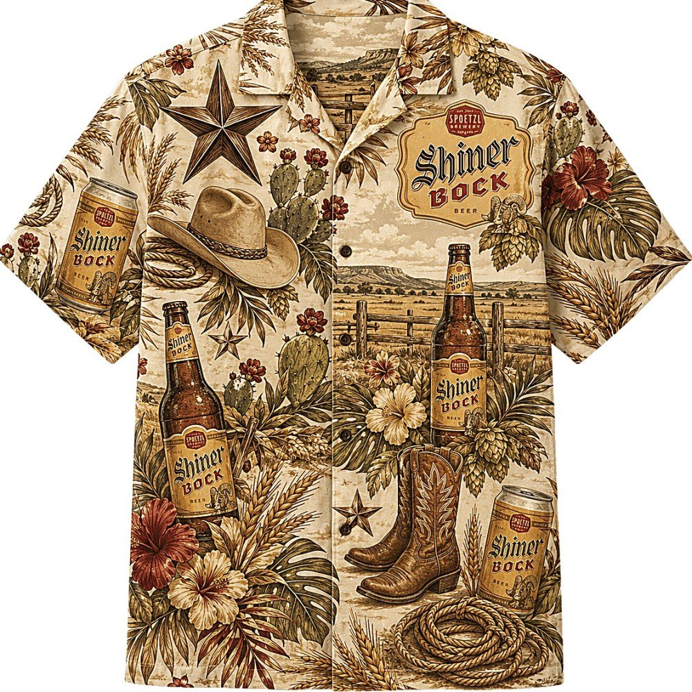 Shiner Bock Texas Western Heritage Hawaiian Shirt